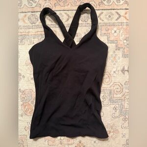 ALO Yoga Black Crisscross Tank Top Long line Medium NWOT